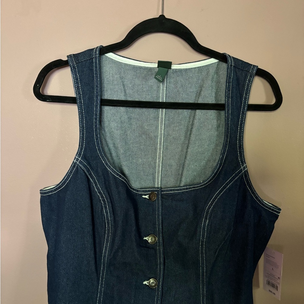 wild fable Dark Blue Denim Button-Front Women's Overalls Dress
